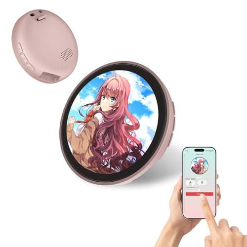 Electronic Anime Display Pin | 1.85” Touchscreen Digital Badge with App & Bluetooth Image Upload, Wearable Electronic Pin for Daily Outfits, Concert Support & Anime Conventions (rose gold) - Image 1