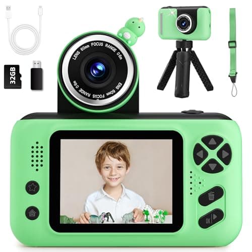 Makolle Kids Camera, Birthday Gifts for Boys and Girls Age 3-8,Video Recorder for Kids 8-12,Childrens Digital Camcorder for vlogging Portable Kids Selfie Camera with 32GB SD Card Green - Image 1