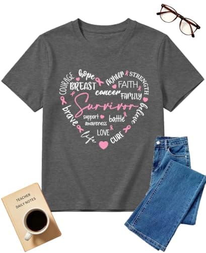 Breast Cancer Awareness Shirt Faith Hope Love Breast Cancer Shirt Pink Breast Cancer Tee for Women - Image 1