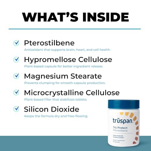 TruSpan Tru Protect Pterostilbene Capsules, Cellular Health and Antioxidant Support, 250 mg of Pterostilbene per Serving, 30 Servings - Thumbnail 2