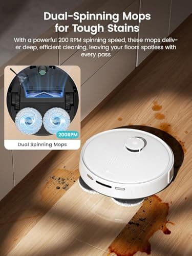 Lefant Robot Vacuum and Mop, 12000Pa Suction, 90-Day Self-Emptying, Obstacle Avoidance, Auto Mop Washing&Drying, All-in-One for Pet Hair Carpet, 5G WiFi Alexa/APP/iWatch Control, M3 - Thumbnail 2