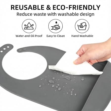 DegoCython Oversized Adult Bib with 3D Crumb Catcher, Food-Grade Silicone BPA-Free, Adjustable Button Closure, Easy Clean & Boil-Safe, Portable for Seniors Patients Home Travel Nursing Homes - Thumbnail 6