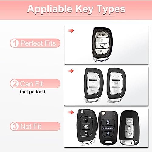 Pangpai Pink Key Fob Cover for Hyundai, Soft TPU Key Case Protection with Bling Keychain Fit for lantra Ioniq Sonata Tucson Elantra GT - Thumbnail 2