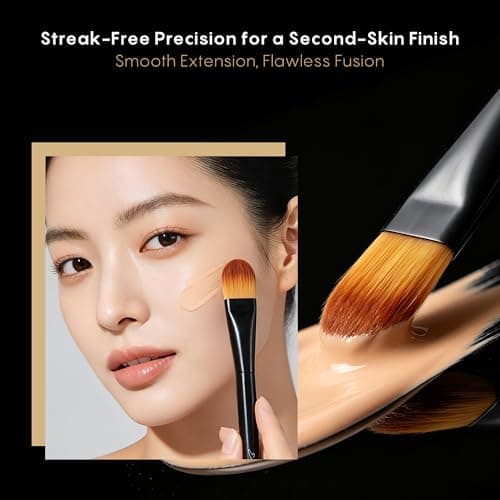 AINOCHI Flat Liquid Foundation Brush,Professional Soft-Focus Under Eye Concealer Brush with Premium Synthetic Fiber Blend for High-End Base Makeup,Precision Detail Highlighter & Flawless Blending,1pc - Thumbnail 4
