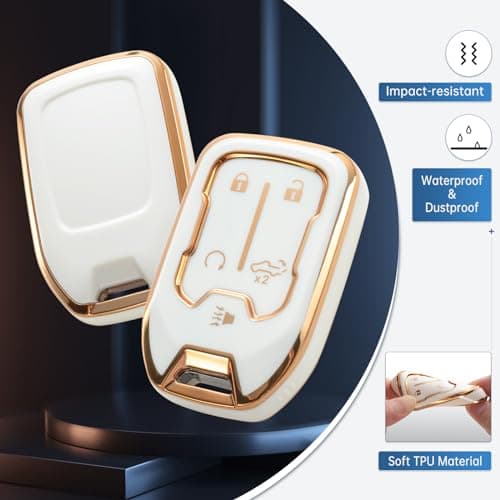 RUABIBAN Key Fob Cover Compatible with 2019 2020 2021 2022 Chevy Silverado GMC Sierra 1500 2500HD 3500HD Terrain Acadia Smart Key Protector Shell 5 Buttons - Thumbnail 4