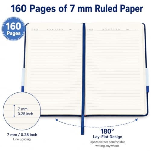 SUQJOY Lined Journal Notebooks, 4 Pack 160 Pages, 5.5x 8.2-Inch Journals for Women Men, Hardcover Notebook with 100 gsm Thick Paper, A5 Size College Ruled Notebook for Writing/Travel/Work (Assorted Color-4 Pack) - Thumbnail 4
