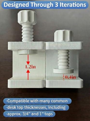 Onucha Standing Desk Anti Wobble Stabilizer Clamp 2 Pack, Helps Reduce Standing Desk Wobble, No-Drill Desktop Clamp with Rubber Roller for 1 Inch Desk Tops (Fits 0.5"–1.2") - Thumbnail 6
