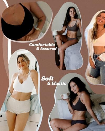HORISUN Support Bras No Show Push Up Seamless Wirefree Bras for Women(Nude+Black S) - Thumbnail 6