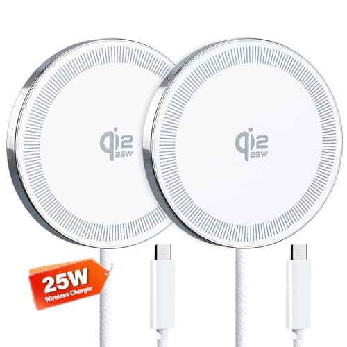 25W Wireless Charger for MagSafe, Qi2.2 Magnetic Fast Charging Pad for iPhone 17/16/15/14/13/12 Series & AirPods, Strong Magnet, Ultra-Thin & Portable Charger Mat for Travel Home Office(White, 2Pack)