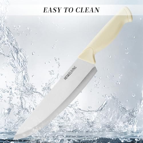 HENKELIVING Knife Set, 6-Piece Kitchen Knife Set, German High Carbon Stainless Steel, Durable & Easy Clean Knife Block, Cream - Thumbnail 6