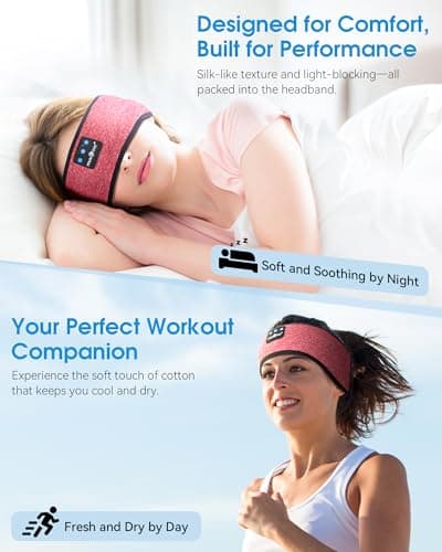 MUSICOZY Sleep Headphones Sleep Mask Bluetooth Headband Wireless Music Headband Headphones Earbuds for Side Sleepers Women Men Workout Running Cool Gadgets - Thumbnail 2
