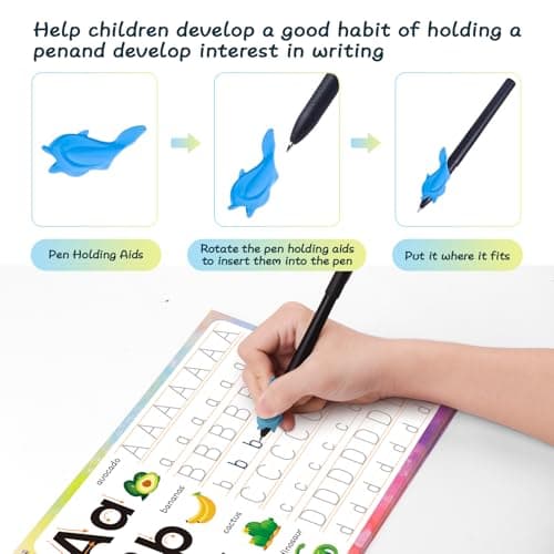 QianShouYan Magic Grooved Writing Practice Books, Grooved Handwriting Practice for Kids 3+, Preschool Learning Activities (6 Books with Pens) - Thumbnail 3
