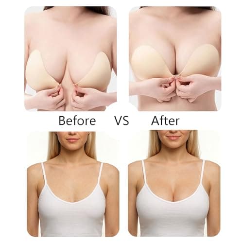 XQQXQQ Cooling Push Up Sticky Bra for Women - 2 Pairs, Strapless Backless Sticky Boobs, Reusable & Invisible Adhesive Bra (US, Cup Band, A) - Thumbnail 4