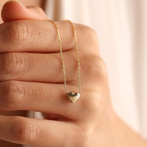 BAYLAY Heart Necklaces for Women Girls, 18K Gold Plated Cute Tiny Heart Necklace Dainty Gold Necklace for Women Gold Jewelry Mothers Day Gifts for Mom Grandma Wife Women - Thumbnail 4