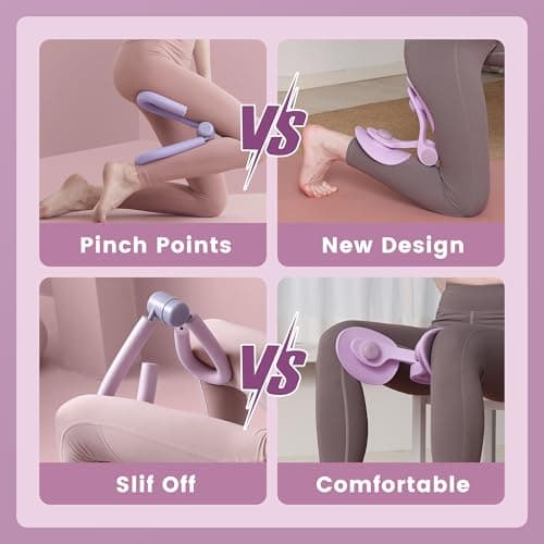 35lb Fixed-Resistance Inner Thigh Exerciser + 39LB Fabric Resistance Band | Balanced Center-of-Gravity Hip & Leg Trainer Kit for Men & Women | Portable Home Gym Lower Body Workout Equipment (Purple) - Thumbnail 5
