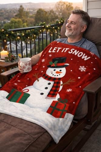 Carastora Christmas Snowman Flannel Holiday Blanket Measures 40x50in and is Perfect for use on The Sofa, Bed, or During picnics. Warm and Lightweight, Making it an Ideal Gift and Home Decoration. - Thumbnail 6