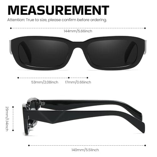 SODQW Retro Sunglasses for Women Fashion 90’s Vintage Small Rectangle Frame UV400 Protection - Thumbnail 4
