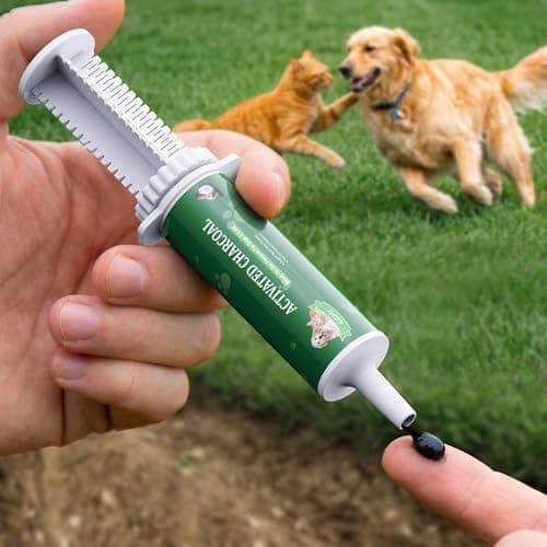 Alcohu Activated Charcoal for Dogs Cats,Pet Poison Emergency Kit, Toxin Absorber with High-Activity Charcoal & Kaolin, Supports Digestive from Chocolate/Grapes/Onions, Using for Home, Travel 60ml