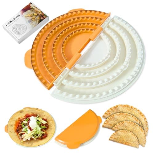 4-in-1 Tortilla Sealer Crimper Press – Adjustable 4"-6"-8"-10" Tortilla & Taco/Burrito Maker Tool with Metal Edge | Easy to Clean, BPA-Free, Durable & Fun for Family Cooking (Orange & Cream) - Image 1