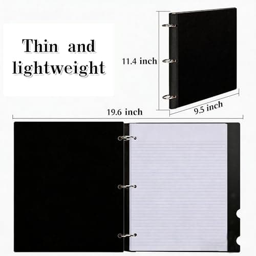 Tashkummy 360 Degree Pivotable Binder, Upgraded 3 Ring Binder 1 inch, Flexible Binders 3 Ring, Foldable Three Ring Binders- Black - Thumbnail 2
