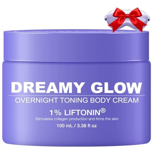 Dreamy Glow Overnight Toning Whip Cream – LIFTONIN® Anti-Cellulite & Get Body Firming Cream with Satin Eye Mask, Smooths Belly, Thighs & Booty 3.38 fl oz
