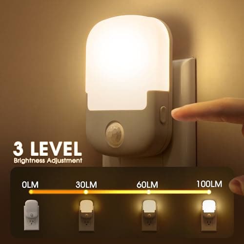 Briignite Motion Sensor Night Light, Plug in, Dusk to Dawn, Adjustable Brightness Led Night Lights Soft White, 1W, Bedroom, Kids Room, Bathroom, Stair - Thumbnail 5