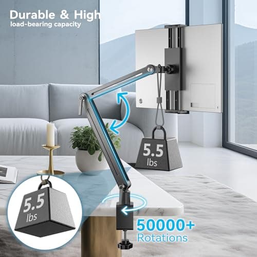 Feising Mount Soporte para Tablet/Portable Monitor/Ereader - Strong Bearing Weight over 5.5lbs with Built-in Adjusting Wrench with 360°Rotate Base Fits for ipad 4.7-15.6" Tablet Stand Holder - Thumbnail 6