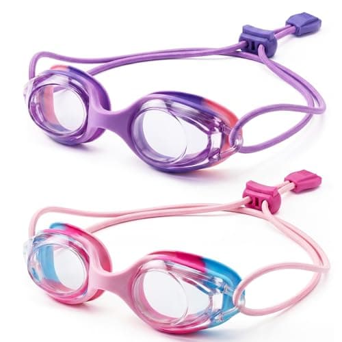 Aegend Swim Goggles for Kids Age 3-8 (Pink & Purple) - Image 1