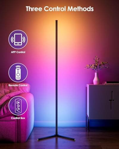 boostool 2 Pack Corner Floor Lamp, 65" RGB LED Corner Lamp, Color Changing Ambient Lighting with Music Sync - App and Remote Control LED Lamp for Bedroom, Living Room, Gaming Room - Thumbnail 3