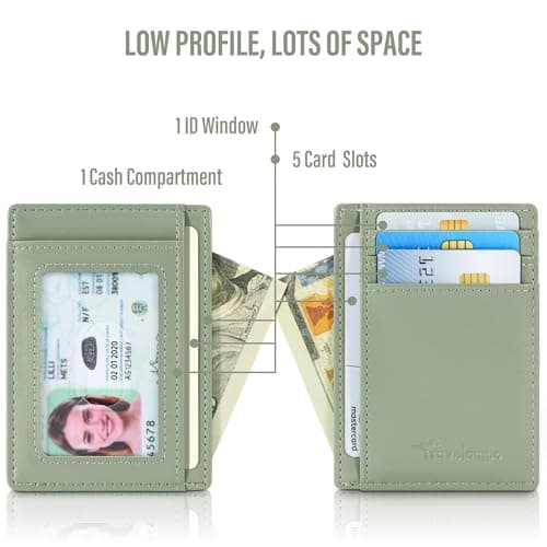Travelambo Slim Wallet Front Pocket Minimalist Leather RFID Blocking Medium Size - Thumbnail 6