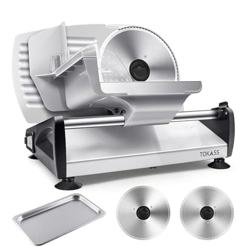 Upgrade DC motor Meat Slicer Machine for Home, Quiet 200W Deli Slicer with 2 Removable 7.5'' Stainless Steel Blades, Adjustable Dial for 0-15mm, Electric Food Slicer for Meat, Cheese, Bread - Image 1