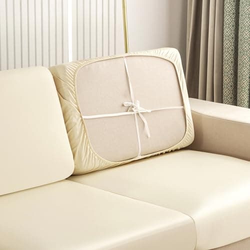 UWWGKK Waterproof Couch Covers, Stretch Couch Covers with Backrest for Sectional Sofa,L Shape Sofa,Waterproof White Backrest Cushion