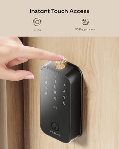 DREAME Apple Smart Door Lock Lite, Digital Smart Locks for Front Door, Apple Home Key Support, 12-Months Battery Life, AI Fingerprint, Smart Deadbolt Lock with App Control, IP54 Waterproof, Auto Lock - Thumbnail 3