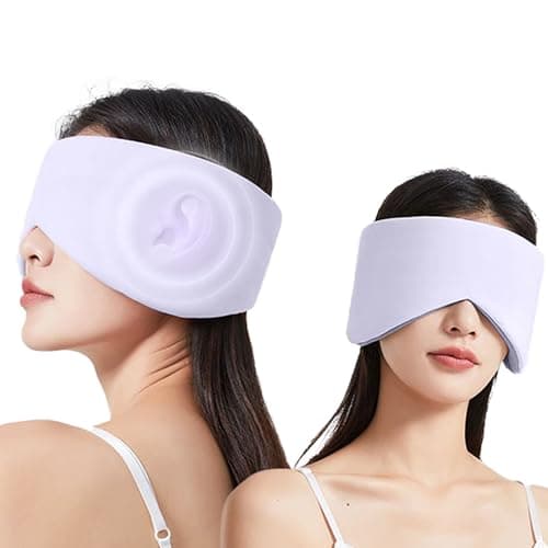 Vettres Reversible Warm & Cool Sleep Mask Wrap-Around Blackout Eye Masks for Side Sleepers Adjustable Unisex Eye Cover for Travel Office & Rest Purple - Image 1