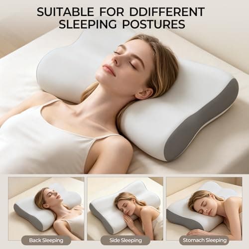 Polovo Cervical Neck Pillow for Pain Relief - Ergonomic Side Sleeper Pillow for Deep Sleep, Contour Memory Foam Pillows for Sleeping Bed Pillow for Side Back Stomach Sleepers with Cooling Pillowcase - Thumbnail 6