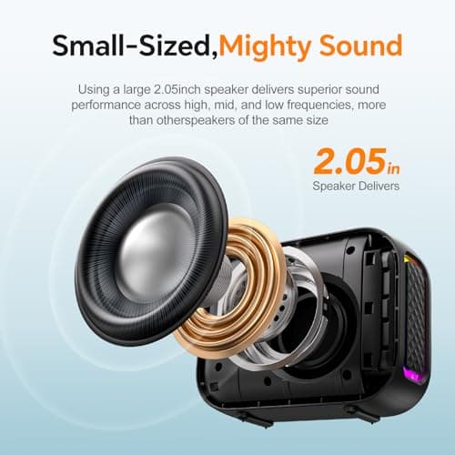 Portable Bluetooth Speaker Waterproof Gift: IPX5 HD Sound Up to 24H Playtime, TWS Pairing, Wireless Speakers with Lights, Travel Beach Essentials Birthday Gifts for Men Women Boys Girls-Black - Thumbnail 2