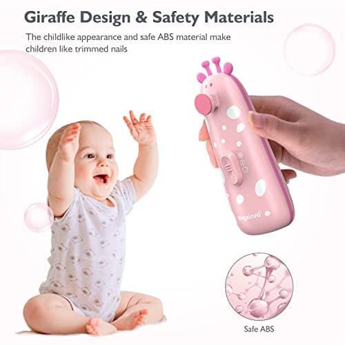 Baby Nail Trimmer Electric Baby Nail File Safe Baby Nail Clippers with Light 10 Grinding Heads Queit Baby Nail Polish Grooming Kit for Newborn Infant Toddler Toes Fingernails Care, Pink - Thumbnail 5