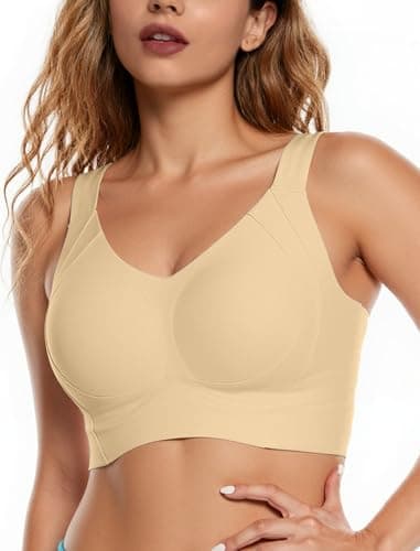COMFELIE Wireless Minimizer Bra for Women Full Coverage No Underwire Large Bust Support Beige - Image 1