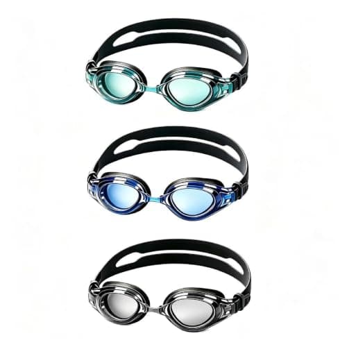 YUENREE 3 Pack Adult Swim Goggles for Men Women Teens Ages 8+ | No Leak Anti-Fog UV Protection | Easy Adjust Non-Slip Strap | with 3 Hard Travel Cases