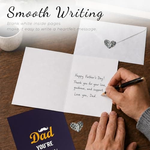 Oeyliz Fathers Day Card for Dad from Daughter Son Happy Fathers Day Gift from Wife Happy Father's Day Cards for Husband First Fathers Day Card with Envelopes and Stickers (Navy Blue) - Thumbnail 3