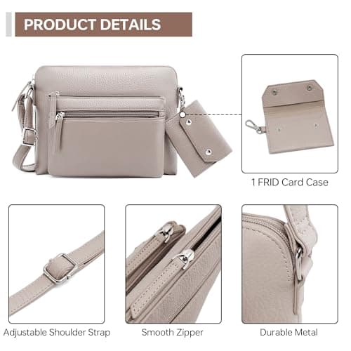 Goinsound Crossbody Purses for Women Small Organizer Crossbody Bags for Women Built in RFID Wallet Beige - Thumbnail 5