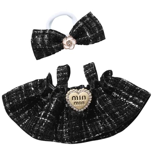 Clothes for Blind Box Dolls, Premium 2-Piece Dolls Accessories Set with Chic Bow Dress Outfit for 15-17cm Plush Blind Box Toy (Black Set) - Thumbnail 2