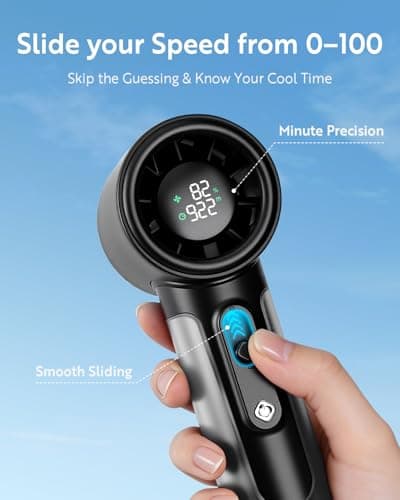 CHEERAIR Handheld Portable Fan, Adjustable Speed Powerful Mini Personal Fan, Rechargeable 5000mAh Battery Up to 18 Hours Runtime, Pocket Turbo Fan with Smart LED Display for Travel, Office, Outdoor - Thumbnail 3