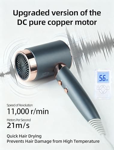 CLGTTFB Professional Lonic Hair Dryer for Women & Men,1600W Fast Drying Blow Dry with Diffuser and Concentrator for Various Types of Hair,High Speed Quiet Hairdryer for Home Salon,Travel,Hotel - Thumbnail 2