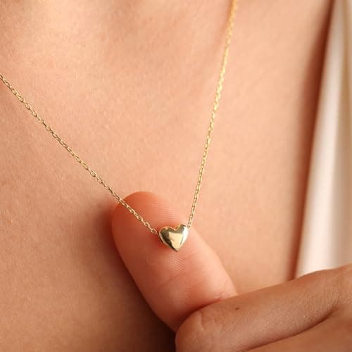 BAYLAY Heart Necklaces for Women Girls, 18K Gold Plated Cute Tiny Heart Necklace Dainty Gold Necklace for Women Gold Jewelry Mothers Day Gifts for Mom Grandma Wife Women - Thumbnail 2