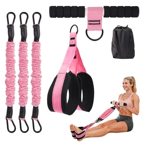 TRSAIM 2026 Upgraded Pedal Resistance Bands with Handles, 30-90LBS Adjustable 3-Tube Home Gym, Full Body Workout for Abs/Arms/Legs/Core, Portable Foot Pedal Exercise Bands for Women & Men (Pink)