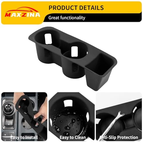 Maxzina Cup Holder Compatible with 2022-2025 2026 Ford Maverick Cup Holder Silicone Insert Center Console Cup Holder Silicone Black Bottle Holder Interior Decoration for 2024 Maverick Accessories - Thumbnail 6