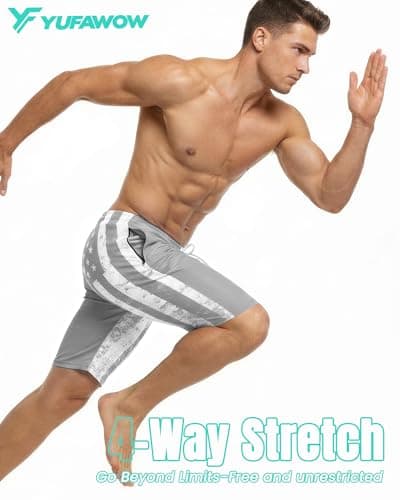 9 Inch Men Swim Trunks Compression Liner Quick Dry Male Swimwear Bikini Brief Swimsuit Bathing Suit Beach Board Surf Water Shorts Traje De Baño para Hombre Ropa Deportiva Chores Pantalonetas Shores - Thumbnail 3