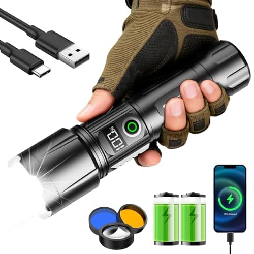 SKYFIRE Rechargeable Flashlight, 10000mAh 3000 Lumens LED Flashlight with Ignition Lens, Zoomable, Waterproof, 5 Modes for Camping, Outdoor & Home Emergencies - Image 1