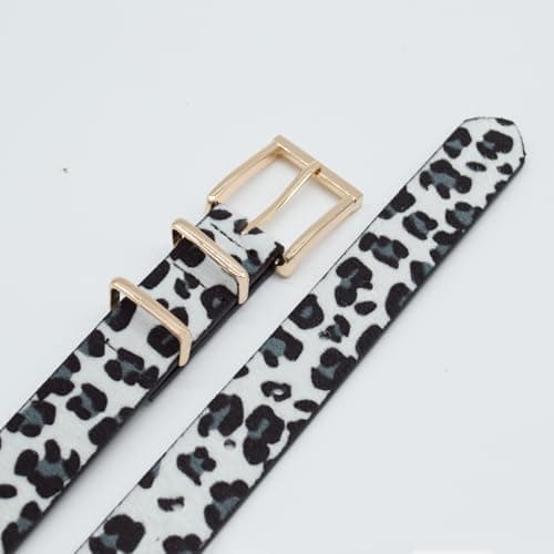 EONTISO Women's Leopard Belt, Cheetah Print Animal Pattern, Gold Buckle, Fashion Accessory for Jeans Dress, White S - Thumbnail 4